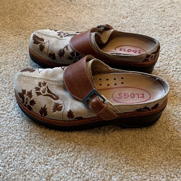 Klogs Austin Suede Tapestry Clog Mule 7.5 Western Floral Leather Slip-On Comfort - Picture 5 of 13